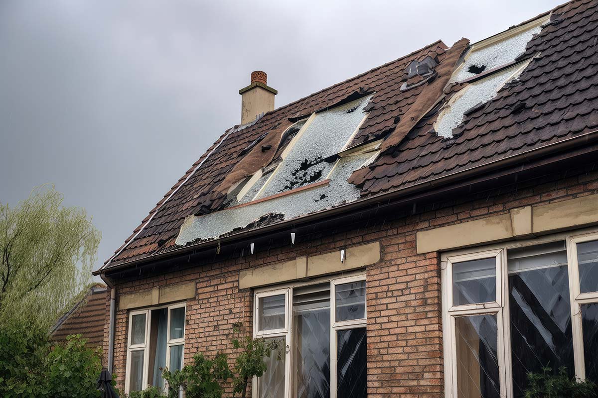 Roof damage after a hail storm
