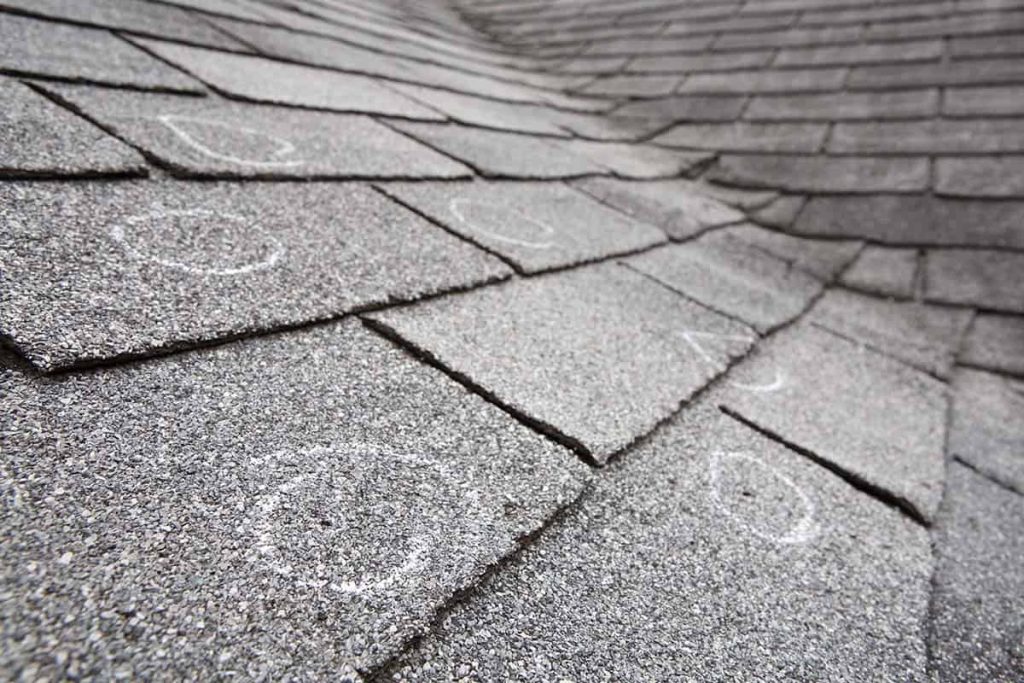 Example of the documenting of hail damage to help the homeowner negotiate a Roof replacement