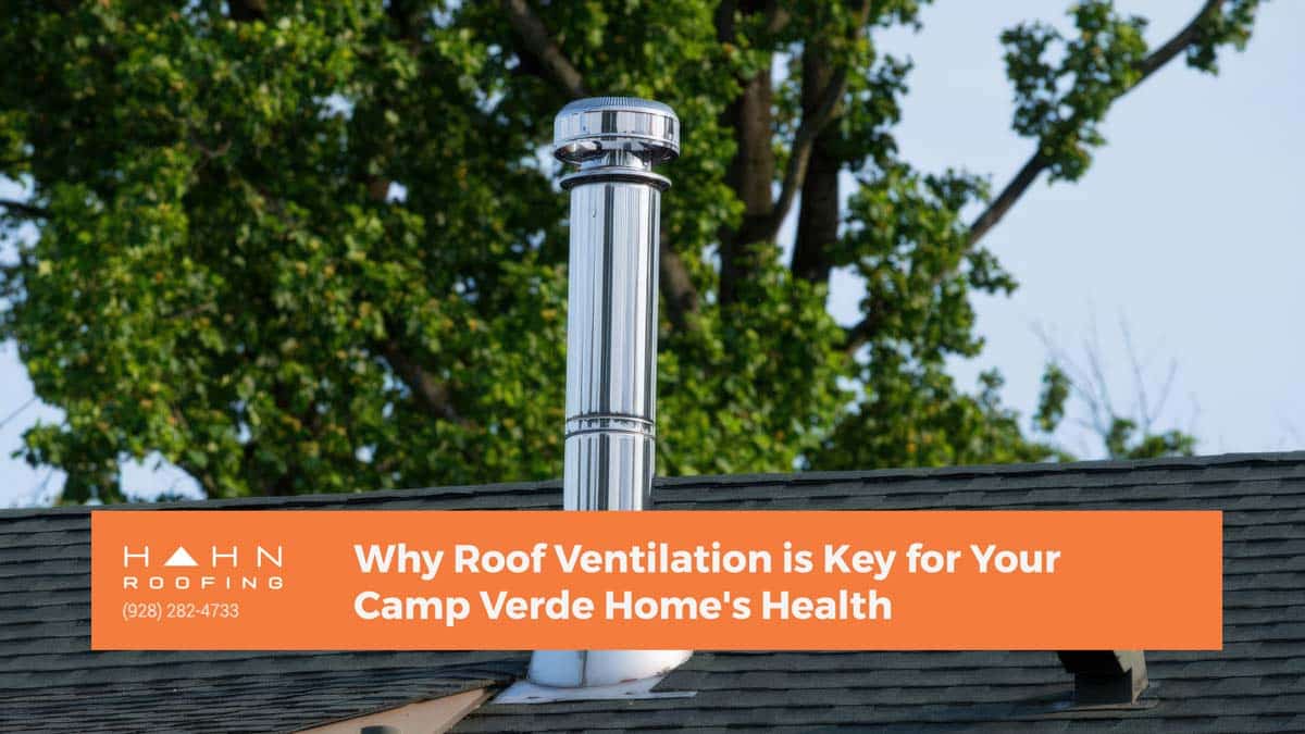 A rooftop ventilation system surrounded by greenery in Camp Verde, highlighting its importance for home health. From the blog post "Why Roof Ventilation is Key for Your Camp Verde Home's Health" by Hahn Roofing