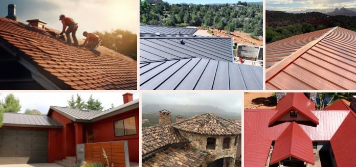 A collage of the different types of roofs that Hahn roofing can repair and install in Chino Valley Arizona